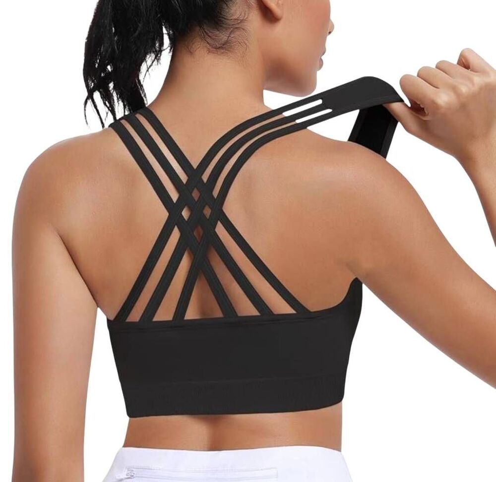 Bally Total Fitness Black Strappy Crisscross Sports Bra NWT Size 2X/XXL